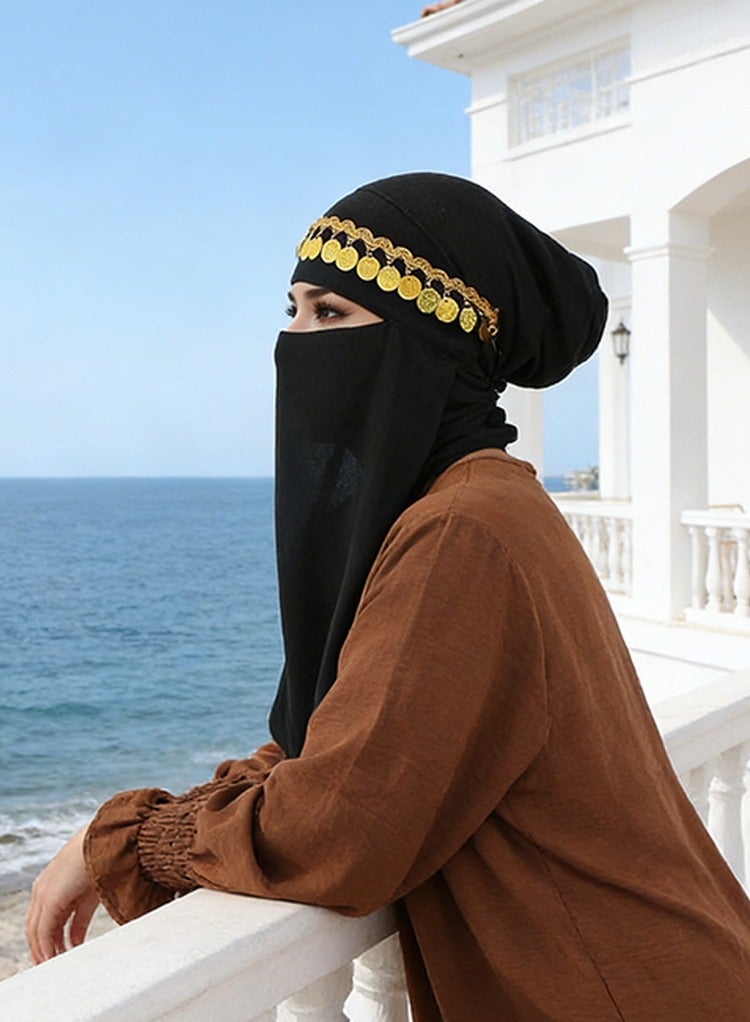 طبقة واحدة من النقاب مع السكين، ناعمة الشيفون غطاء الوجه الحجاب المسلم، طبقة واحدة قطعة الأنف، حجاب صلاة قناع الوجه للنساء الرجال - Image 2